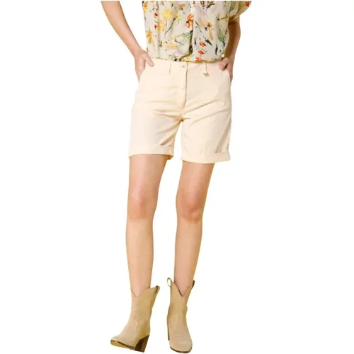 Curvy Chino Bermuda Shorts mit Blumendetails , Damen, Größe: 3XS - Mason's - Modalova