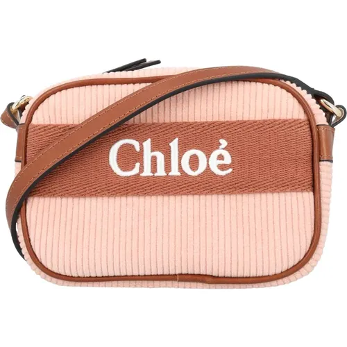 Rosa Gerippte Schultertasche , Damen, Größe: ONE Size - Chloé - Modalova