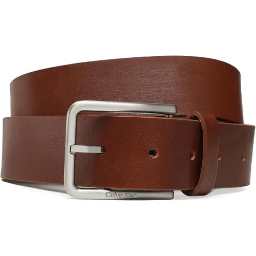 Leather Belt with Buckle Fastening , male, Sizes: 110 CM, 105 CM, 115 CM, 100 CM - Calvin Klein - Modalova