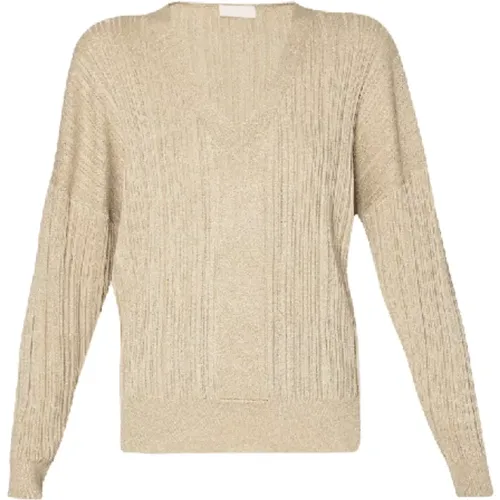 Gold Lux Rippstrickpullover , Damen, Größe: L - Liu Jo - Modalova