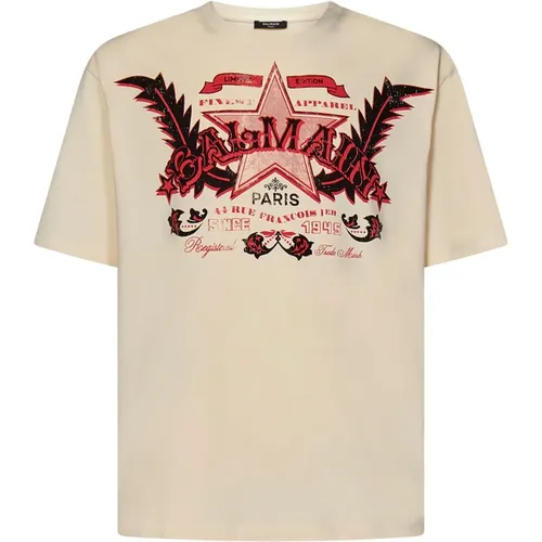 Vintage Western Print T-Shirt , male, Sizes: L, XS, 2XS - Balmain - Modalova