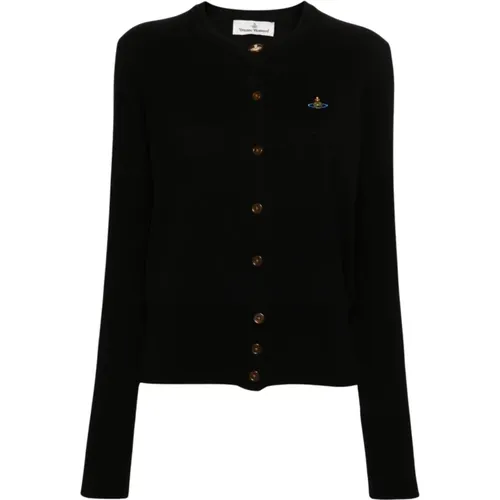 Cardigan with Orb Logo Embroidery , female, Sizes: XL, L - Vivienne Westwood - Modalova