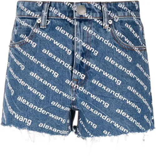 Logo Print Denim Shorts , female, Sizes: W25, W28, W27, W26 - alexander wang - Modalova