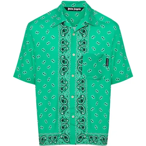 Paisley Print Camp Collar Shirt , male, Sizes: M, L - Palm Angels - Modalova