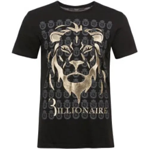 Schwarzes T-Shirt mit bedrucktem Logo , Herren, Größe: S - Billionaire - Modalova