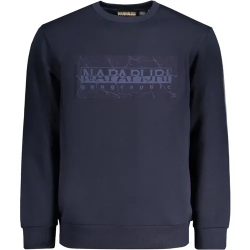 Blauer Sweatshirt mit Langen Ärmeln und Print , Herren, Größe: L - Napapijri - Modalova