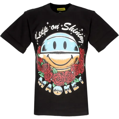 Strahlendes Smiley T-Shirt Schwarz Herren T-Shirt , Herren, Größe: M - MARKET - Modalova