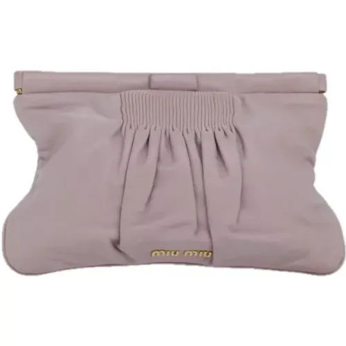 Pre-owned Leather clutches , female, Sizes: ONE SIZE - Miu Miu Pre-owned - Modalova