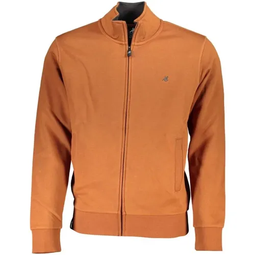 Brauner Zip Bestickter Pullover , Herren, Größe: L - U.S. Polo Assn. - Modalova