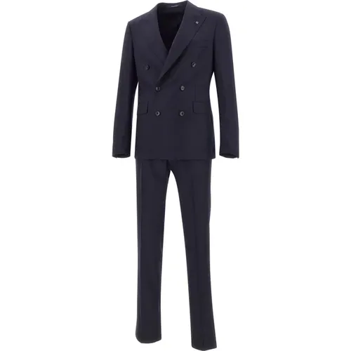 Navy Wool Suit Dress , male, Sizes: 2XL, XL, 3XL - Tagliatore - Modalova