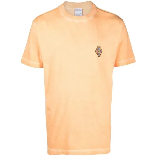 Rot Sunset Cross T-Shirt , Herren, Größe: XS - Marcelo Burlon - Modalova