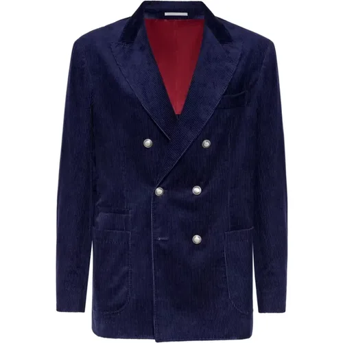 Blaue Jacke für Männer Aw24 - BRUNELLO CUCINELLI - Modalova