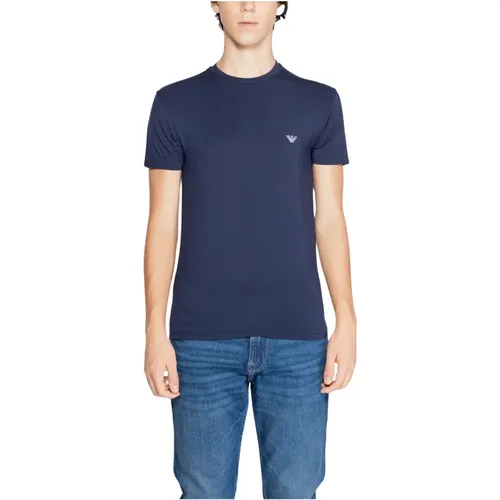 Blaues T-Shirt mit kurzen Ärmeln , Herren, Größe: M - Emporio Armani - Modalova