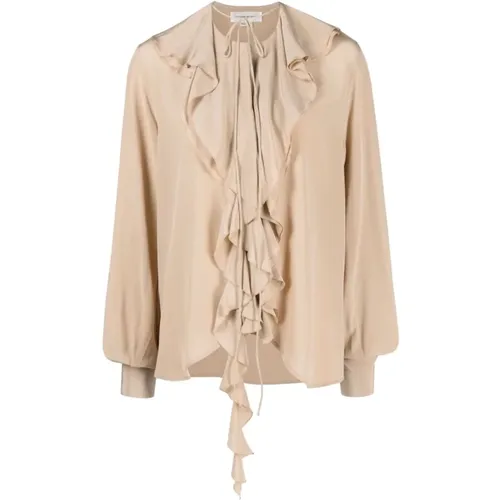 Seiden Ruffle Sand Shirt - Victoria Beckham - Modalova