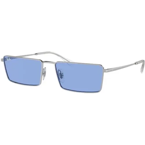 Stylish Silver Blue Lens Sunglasses , male, Sizes: 59 MM - Ray-Ban - Modalova