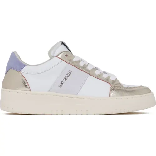 Platinum Lilac Leather Sneakers , female, Sizes: 5 UK, 6 UK, 3 UK, 7 UK, 8 UK, 4 UK - Saint Sneakers - Modalova