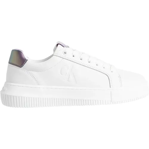 Weiße Leder Sneakers Nachhaltige Produktion , Damen, Größe: 39 EU - Calvin Klein - Modalova