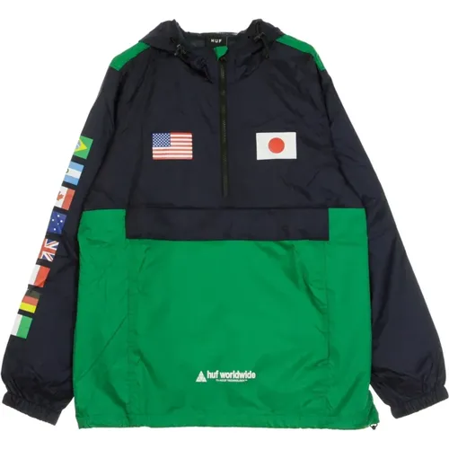 Flags Anorak Jacke Marineblau , Herren, Größe: M - HUF - Modalova