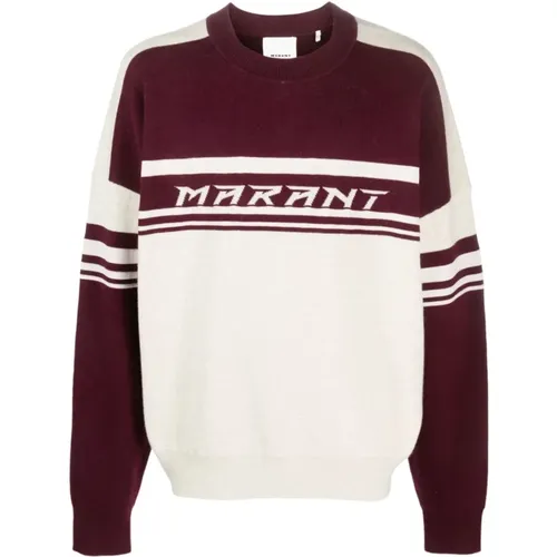 Intarsia-Logo Pullover in Bordeaux , Herren, Größe: S - Isabel marant - Modalova