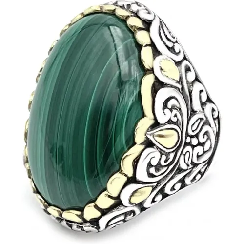 Sterling Silver Malachite Ring , unisex, Sizes: 58 MM, 56 MM - Jalan Jalan - Modalova