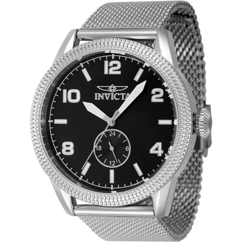 Vintage Men Quartz Watch - Black Dial , male, Sizes: ONE SIZE - Invicta Watches - Modalova