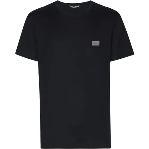 Logo-Platten-Strick-T-Shirt , Herren, Größe: M - Dolce & Gabbana - Modalova