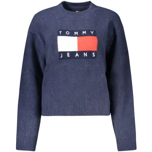 Blauer Wollpullover , Damen, Größe: XL - Tommy Hilfiger - Modalova