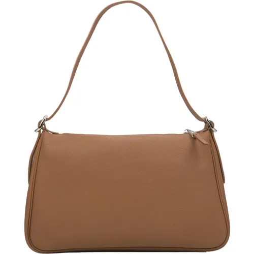 Damen Braune Schultertasche aus echtem Leder Er00114436 - Estro - Modalova