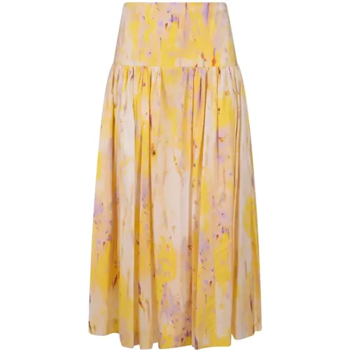 Flared Midi Skirt Cotton Poplin , female, Sizes: XS, 3XS, S - Msgm - Modalova