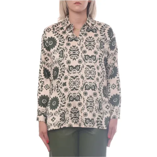 Contrast Pattern Women's Shirt , female, Sizes: XS - Marella - Modalova