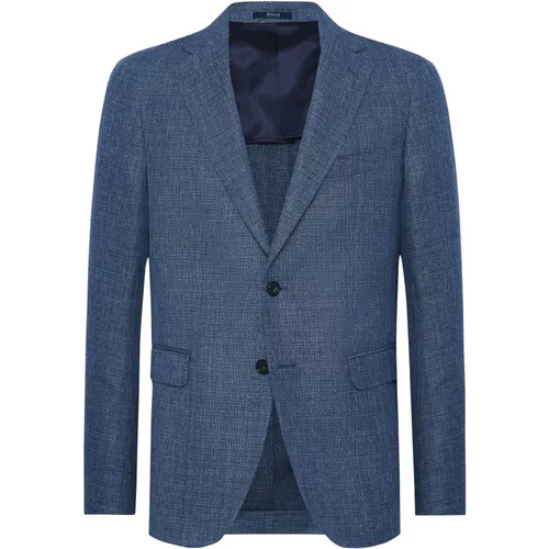 Micro Strukturierter Woll Leinen Blazer Stil Capri , Herren, Größe: 4XL - Boggi Milano - Modalova