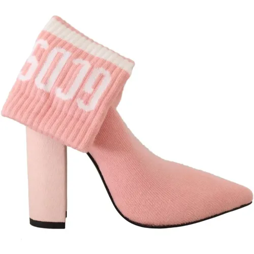 Suede Logo Socks Block Heel Ankle Boots Schuhe , Damen, Größe: 40 EU - Gcds - Modalova