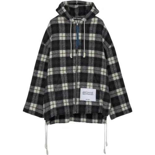 Checkered Cashmere Hooded Jacket , male, Sizes: S, XS - Palm Angels - Modalova