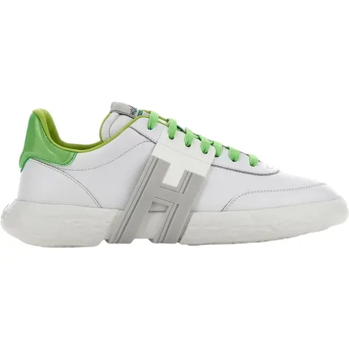 Green Flat Shoes with -3R Style , male, Sizes: 8 1/2 UK, 11 UK, 9 1/2 UK, 9 UK, 7 1/2 UK, 6 1/2 UK - Hogan - Modalova