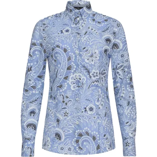 Blaues Slim Fit Hemd Bouquet-Druck , Damen, Größe: M - ETRO - Modalova