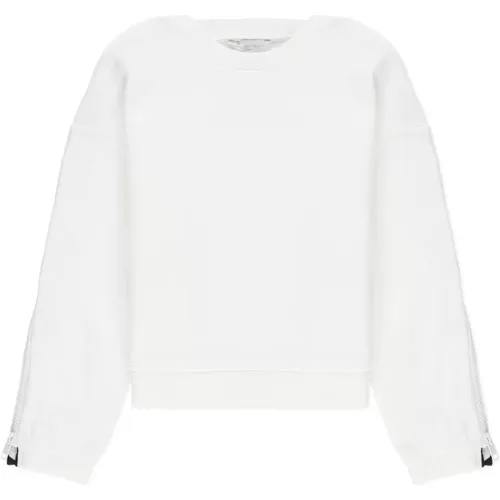 Ivory Baumwoll-Sweatshirt mit Seitenreißverschluss - Stella Mccartney - Modalova