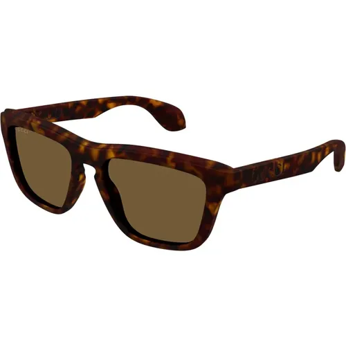 Havana/Green Sunglasses , male, Sizes: 55 MM - Gucci - Modalova