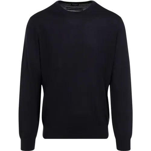 Luxuriöser Blauer Kaschmir-Strickpullover - Ermenegildo Zegna - Modalova