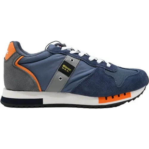 Navy Orange Stylische Sneakers - Blauer - Modalova