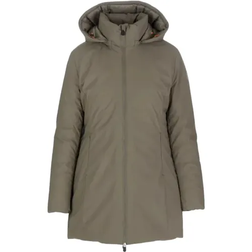 Grey Double Zip Coat , female, Sizes: L - Save The Duck - Modalova