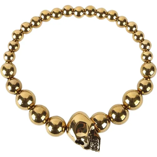 Elastisches Armband mit Schädel und Perlen , Herren, Größe: ONE Size - alexander mcqueen - Modalova