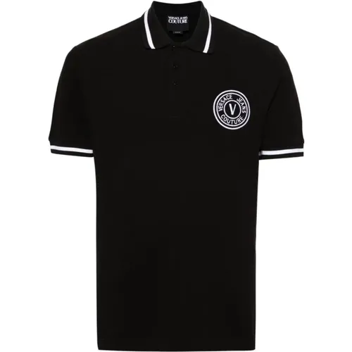 Schwarze T-Shirts und Polos aus Baumwollpiqué - Versace Jeans Couture - Modalova