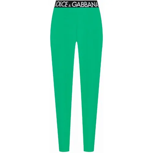 Ikonic Logo Leggings Elastisches Design , Damen, Größe: XS - Dolce & Gabbana - Modalova