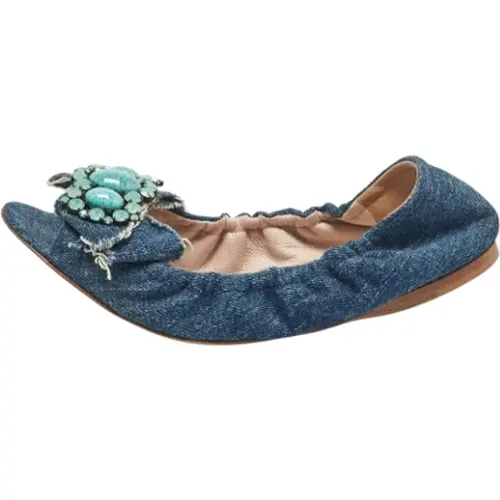 Pre-owned Denim flats , female, Sizes: 4 UK - Miu Miu Pre-owned - Modalova