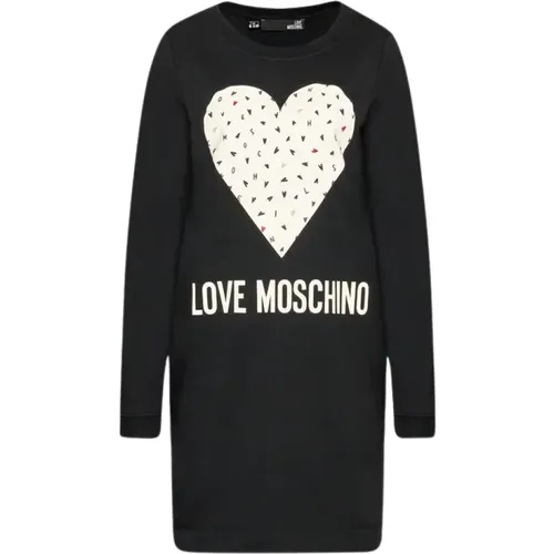 Cotton Dress with Brand Design , female, Sizes: L - Love Moschino - Modalova