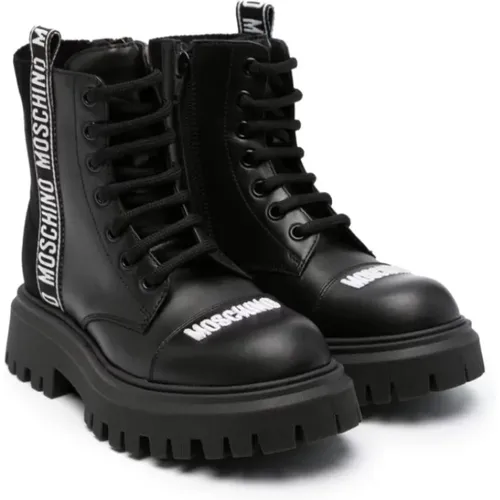Logo Tape Ankle Boots Lace Up , female, Sizes: 4 UK, 3 UK, 5 UK, 6 UK - Moschino - Modalova