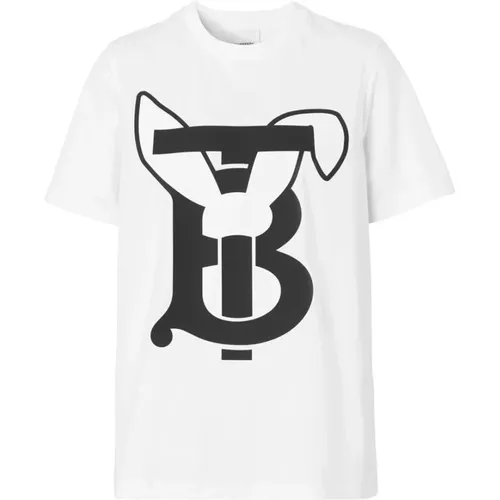 Baumwoll-T-Shirt mit Markenprint , Damen, Größe: XL - Burberry - Modalova