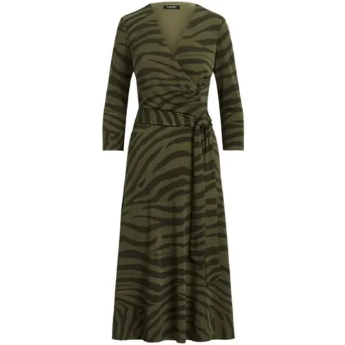 Grünes Zebra Print Kleid , Damen, Größe: 2XS - Ralph Lauren - Modalova