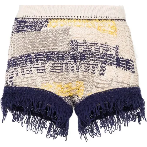 Gestrickte Intarsia-Shorts Grau , Damen, Größe: S - SPORTMAX - Modalova