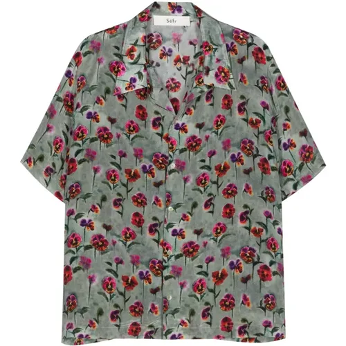 Floral Satin Shirt , male, Sizes: 2XL - Séfr - Modalova